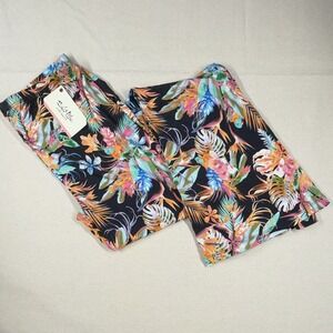 Salt Life Live Salty Women's L Capri Leggings Tropical Floral Stretch Yoga Beach